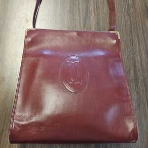 Vintage Cartier Les Must De Cartier Bordeaux Leather Shoulder Bag W/ COA! READ!